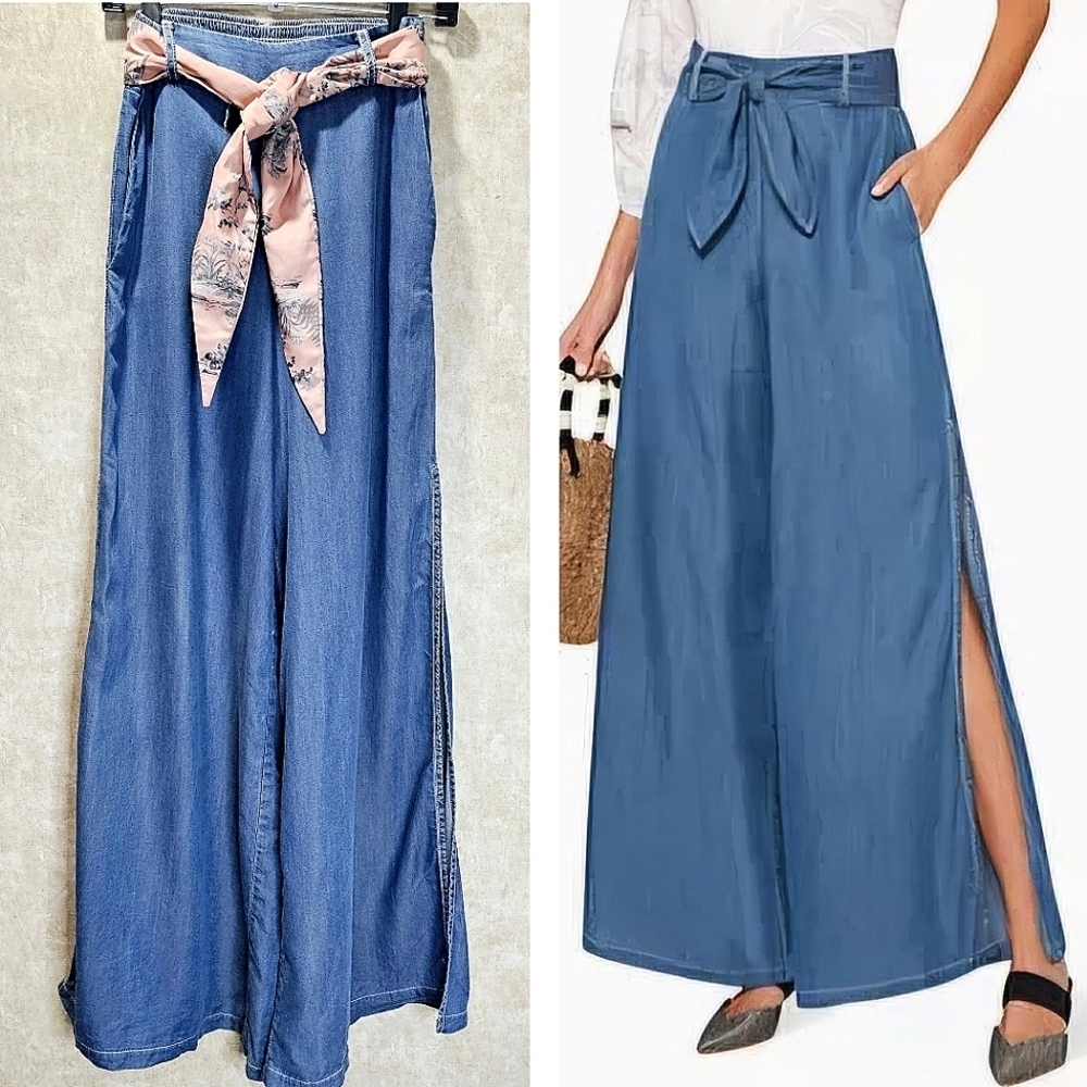 Pink Filosofy Salam Wide-Leg Tensel Pants